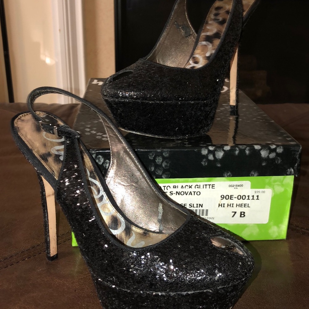 Black Sparkly Sam Edelman Sling back Size 7